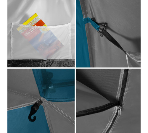 Намет чотиримісний NILS CAMP NC6431 Highland IV, 450 х 210 х 190 см, синьо-сірий