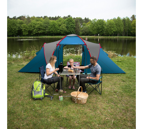 Намет чотиримісний NILS CAMP NC6431 Highland IV, 450 х 210 х 190 см, синьо-сірий
