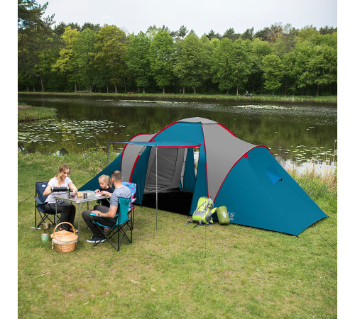 Намет чотиримісний NILS CAMP NC6431 Highland IV, 450 х 210 х 190 см, синьо-сірий