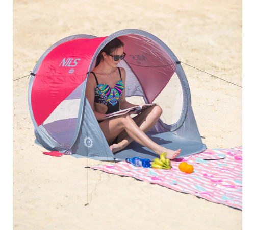 Намет пляжний NILS CAMP NC3142, червоно-сірий