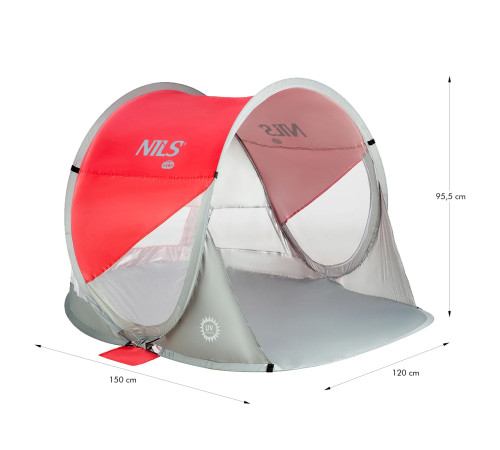 Намет пляжний NILS CAMP NC3142, червоно-сірий