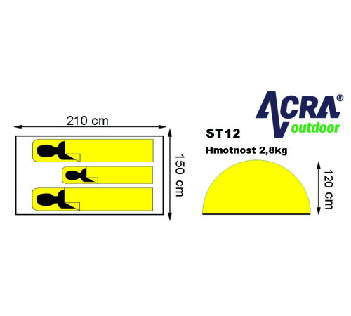 Намет туристичний ST12 ACRA на 2 місця