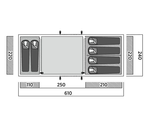 Намет шестимісний Easy Camp Leka Twin 6, 610 х 195 х 240 см, зелений