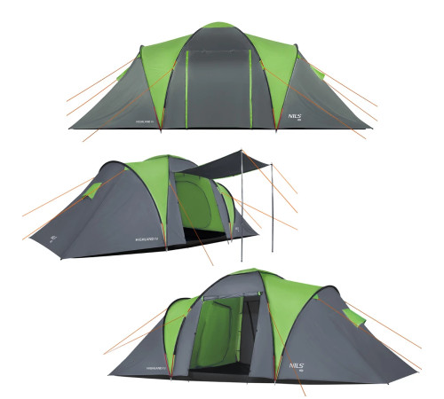 Намет кемпінговий NILS CAMP NC6431 HIGHLAND IV сіро-зелений