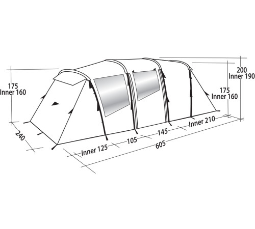 Намет шестимісний Easy Camp Huntsville Twin 600 Green/Grey (120409)