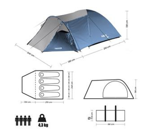 Кемпінговий намет NILS CAMP NC6012 TREKKER сіро-блакитний