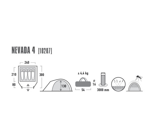 Намет чотиримісний High Peak Nevada 4 Dark Grey/Red (10207)