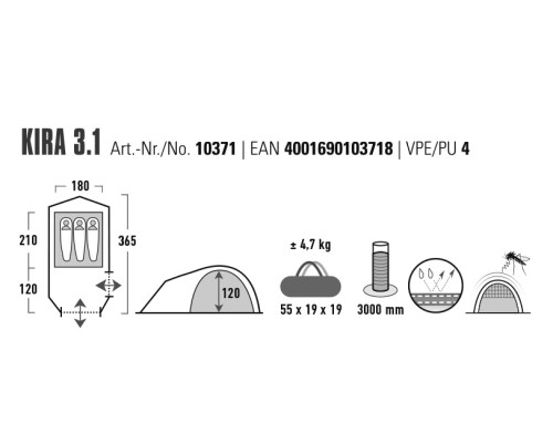 Намет тримісний High Peak Kira 3.1 Deep Forest (10371)