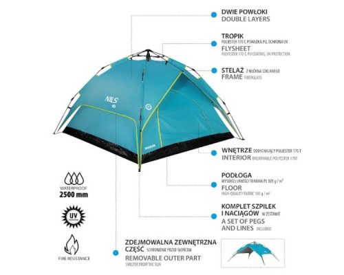 Намет NILS CAMP NC7819 SHADOW блакитний