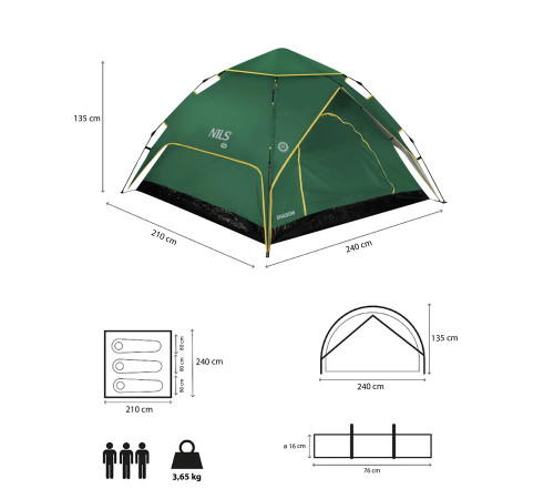 Намет туристичний двомісний NILS CAMP NC4801SHADOW, зелений 