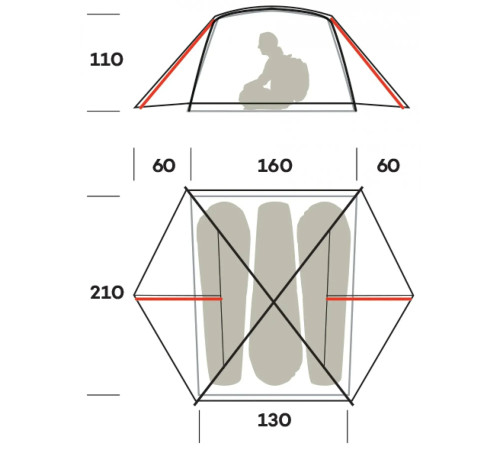 Намет тримісний Ferrino Nemesi 3 Pro, 210 х 280 х 110 см, зелений