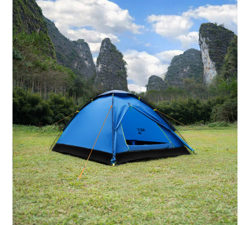 Намет кемпінговий двомісний NILS CAMP NC6033 NIGHTFALL, сіро-блакитний