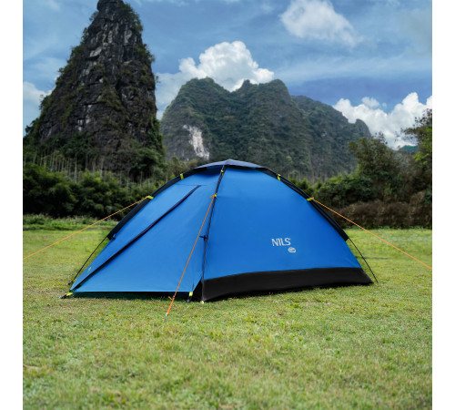 Намет кемпінговий двомісний NILS CAMP NC6033 NIGHTFALL, сіро-блакитний