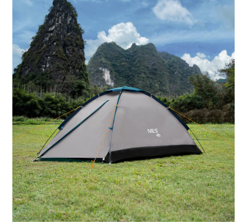 Намет кемпінговий двомісний NILS CAMP NC6033 NIGHTFALL, сіро-блакитний