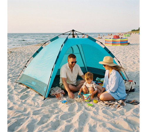 Намет пляжний саморозкладний NILS CAMP NC4802, блакитний