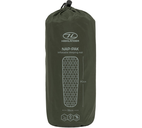 Килимок надувний Highlander Nap-Pak Inflatable Sleeping Mat 5 cm Olive (AIR071)