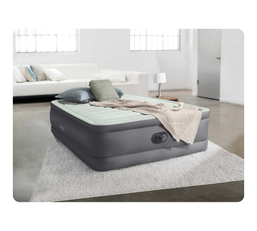 Надувний матрац INTEX 64904ND з насосом 191 х 137 х 46 см, сірий