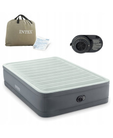 Матрац надувний INTEX 64904ND з насосом 191 х 137 х 46 см, сірий