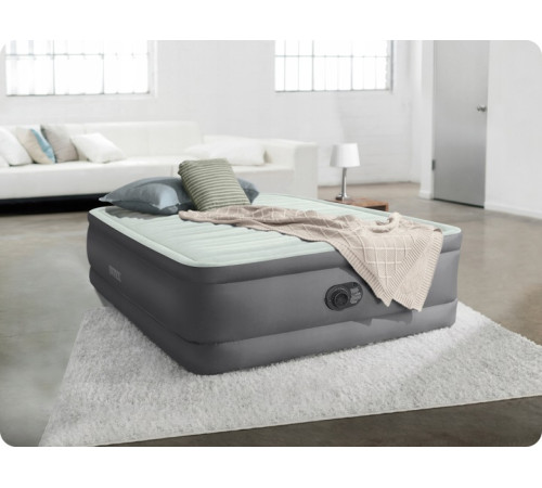 Надувний матрац INTEX 64904ND з насосом 191 х 137 х 46 см, сірий