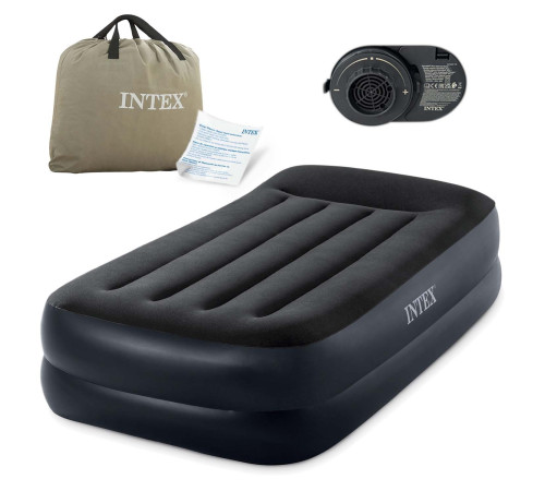 Матрац надувний Intex 64122ND 191x99x42 см чорний + насос Матрац надувний Intex 64122ND 191x99x42 см чорний + насос