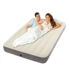 Матрац надувний Intex 64102 191x137x25 см, сіро-бежевий