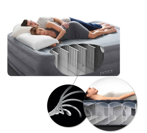 Матрац надувний ІNTEX 64141 з насосом 191 х 99 х 25 см, чорний