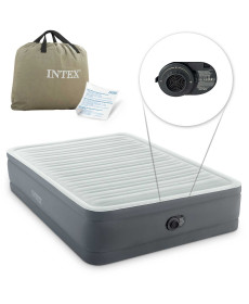 Надувний матрац INTEX 64906ND з насосом 203 х 152 х 46 см, сірий