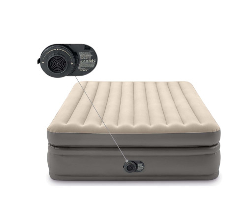 Надувний матрац INTEX 64164ND з насосом 203 х 152 х 51 см, бежевий