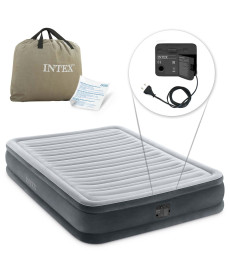Матрац надувний Intex 67768 з вбудованим електронасосом 191x137x33 см, сірий 