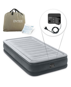 Матрац надувний Intex 67766 з вбудованим електронасосом 191x99x33 см, сірий
