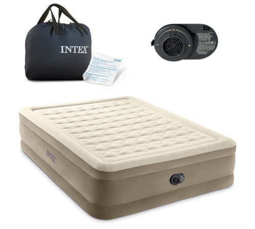 Матрац надувний Intex 64428ND 203x152x46 см бежевий + насос Матрац надувний Intex 64428ND 203x152x46 см бежевий + насос