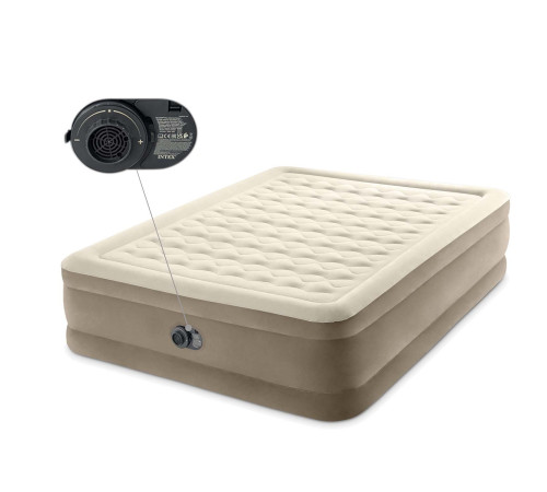 Матрац надувний Intex 64428ND 203x152x46 см бежевий + насос Матрац надувний Intex 64428ND 203x152x46 см бежевий + насос