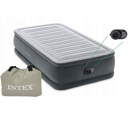 Матрац надувний Intex 64412 191x99x46 см, сірий Матрац надувний Intex 64412 191x99x46 см, сірий