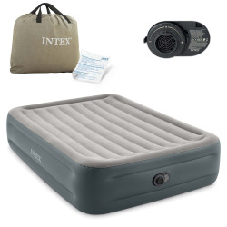 Матрац надувний Intex 64126ND 203x152x46 см сірий + насос