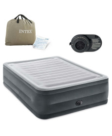 Матрац надувний Intex 64418ND з вбудованим електронасосом 203x152x56 см, сірий