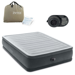 Матрац надувний Intex 64414ND 203x152x46 см сірий + насос