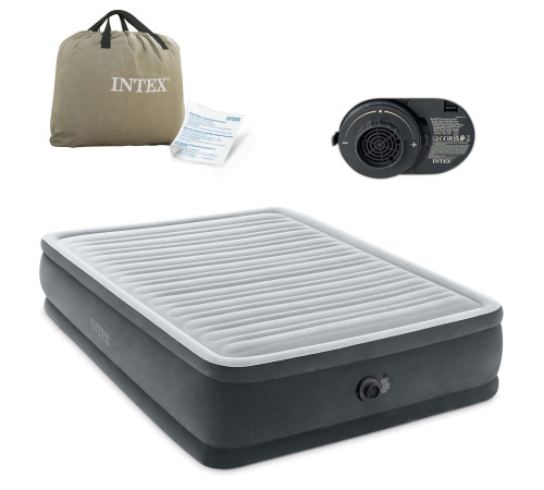 Матрац надувний Intex 64414ND 203x152x46 см сірий + насос Матрац надувний Intex 64414ND 203x152x46 см сірий + насос
