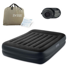 Матрац надувний Intex 64124 з вбудованим електронасосом 203x152x42 см, чорний 