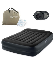 Матрац надувний Intex 64124 з вбудованим електронасосом 203x152x42 см, чорний 