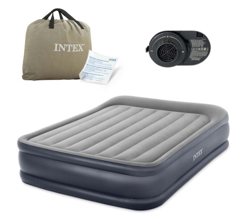 Матрац надувний Intex 64136ND 203x152x42 см, синьо-сірий Матрац надувний Intex 64136ND 203x152x42 см, синьо-сірий