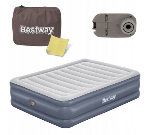 Матрац надувний Bestway 6713I з насосом 203 x 152 x 51 см, сірий