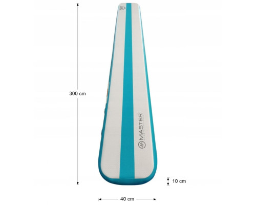 Надувний гімнастичний мат MASTER 300 x 40 x 10 см сіро-блакитний