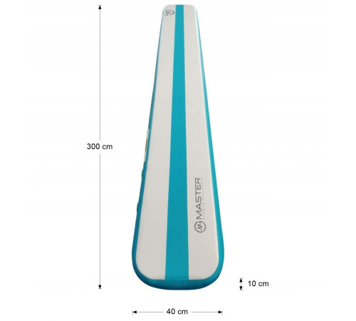 Надувний гімнастичний мат MASTER 300 x 40 x 10 см сіро-блакитний