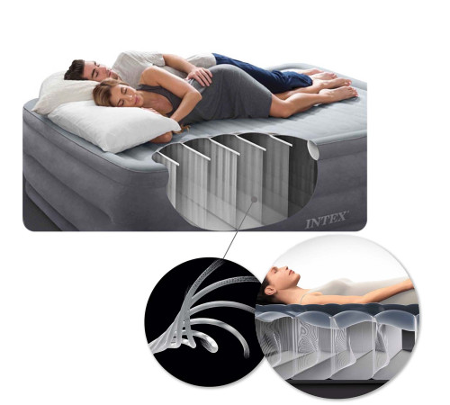 Матрац надувний INTEX 64755 з насосм 203 x 183 x 25 см, синій