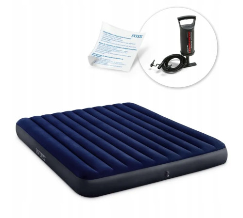 Матрац надувний INTEX 64755 з насосм 203 x 183 x 25 см, синій