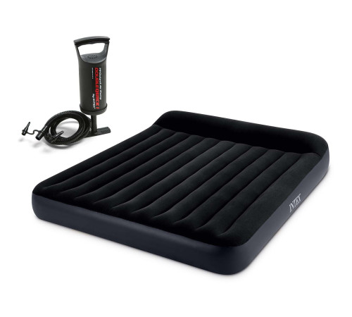 Матрац надувний INTEX 64144 з насосм 203 x 183 x 25 см, чорний
