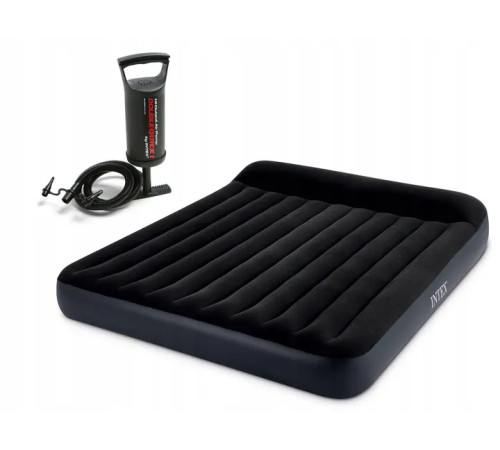 Матрац надувний INTEX 64144 з насосм 203 x 183 x 25 см, чорний