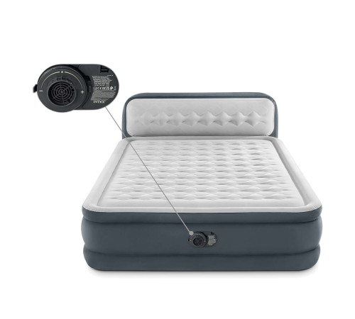Матрац надувний INTEX 64448 з насосом 236 x 152 x 46 см, сірий
