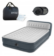 Матрац надувний INTEX 64448 з насосом 236 x 152 x 46 см, сірий