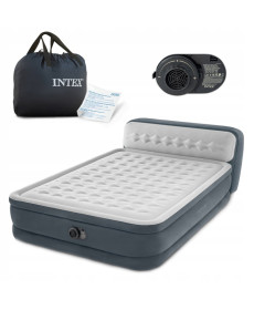 Матрац надувний INTEX 64448 з насосом 236 x 152 x 46 см, сірий